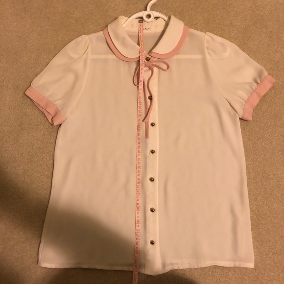 💜Short Sleeve Bow Tie Collared Blouse - Picture 5 of 7